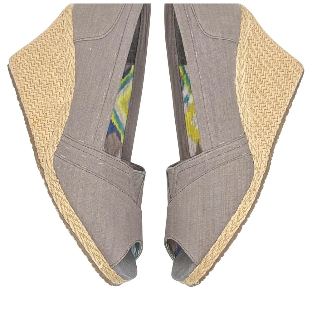 Skechers‎ Parallel Grey Textile Espadrille 3 in Wedge Peep Toe Sandals Women's 8